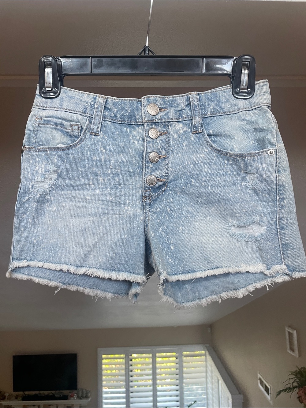 Imperial Star Light Blue Distressed Denim Shorts